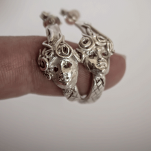 Load image into Gallery viewer, silver medusa hoop earrings