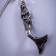 Load image into Gallery viewer, detailed silver mermaid pendant necklace