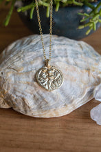 Load image into Gallery viewer, hand made gold plated aztec coin style necklace