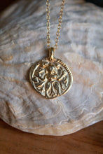 Load image into Gallery viewer, hand made gold plated aztec coin style necklace