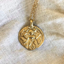Load image into Gallery viewer, hand made gold plated aztec coin style necklace