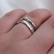 Load image into Gallery viewer, Rockbiter ring 925 sterling silver with 9ct gold pebbles.