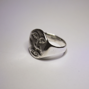 silver hand made moon signet ring