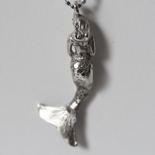 Load image into Gallery viewer, detailed silver mermaid pendant necklace
