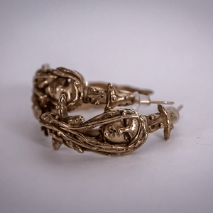 gold plated ship figured head style nautical hoop earrings